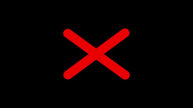 Red cross mark on black background motion.