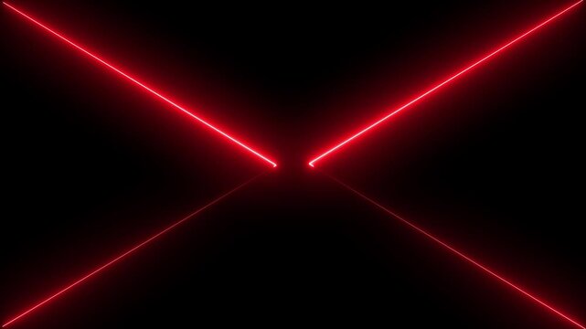 Abstract red light beams form x shape motion.