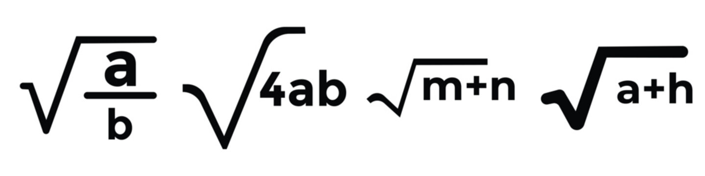 Square Root Vector Icon Set &ndash; Math Symbol in Line and Solid Glyph Style for Web, App and Infographic Design