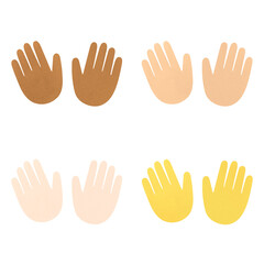 Fototapeta premium Human hands paper craft set transparent png