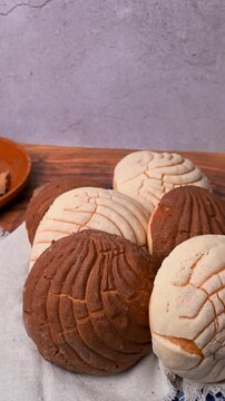 Mexican food, a rustic plate with conchas bread