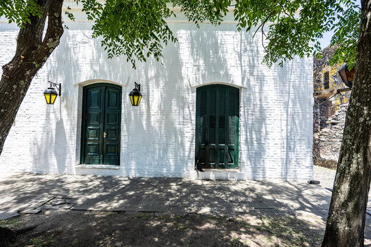 Facade of house in historic quarter of Colonia del Sacramento, Uruguay