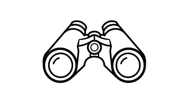 Simple line art drawing of binoculars. Outline icon for observation, exploration, and discovery. Minimalist optical device illustration.