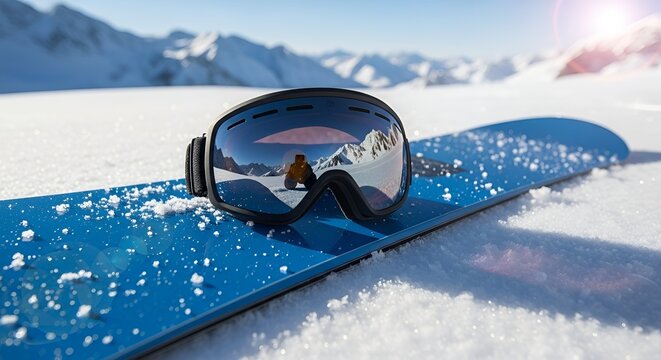 Ski goggles snow mountain reflection