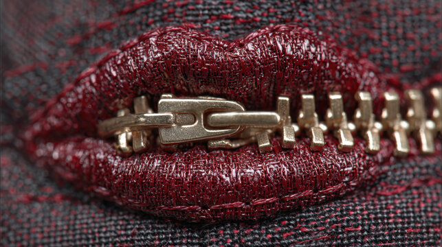 Zipper in shape of lips
