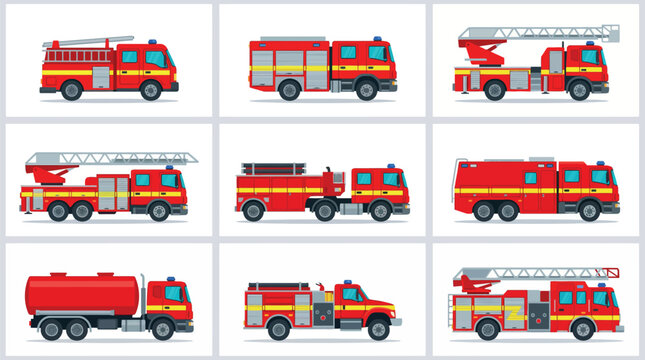 A collection of various fire trucks, showcasing the different designs and functionalities used by emergency services.