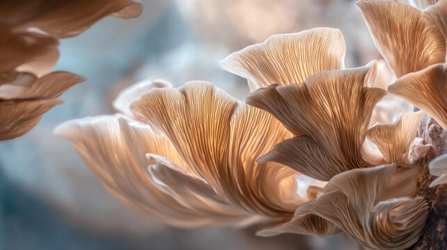 Delicate Details of Natural Fungi in Soft Pastel Tones