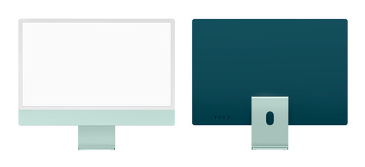 Fototapeta premium Green computer png mockup with white screen digital device