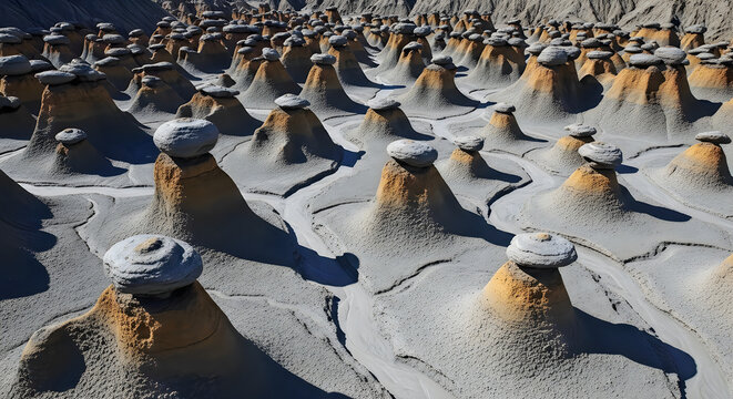 Aerial view of the toadstool hoodoos in grand staircaseescalante national monument, utah, usa