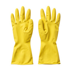Obraz premium Pair Of Yellow Rubber Gloves Presented On A Transparent Background