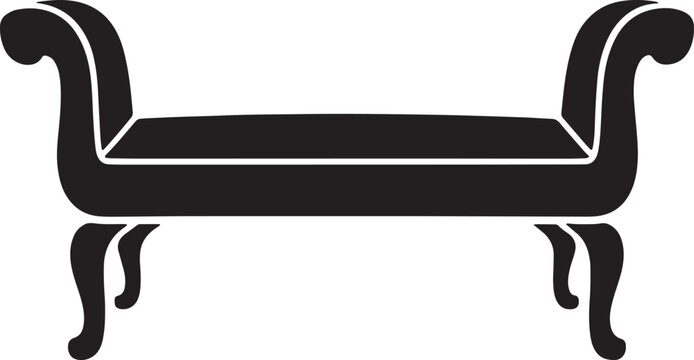 Elegant black silhouette of antique chaise lounge or fainting couch furniture design