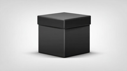 Fototapeta premium An isolated, shaded, black gift box with the lid on