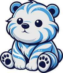 Fototapeta premium cute blue cartoon bear sitting vector illustration