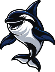 Naklejka premium happy orca whale jumping vector illustration