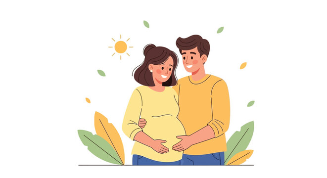Joyful expectant parents embracing, anticipating their baby's arrival with immense love and happiness