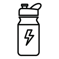 Obraz premium Blackandwhite lineart illustration of sports water bottle with lightning bolt logo icon