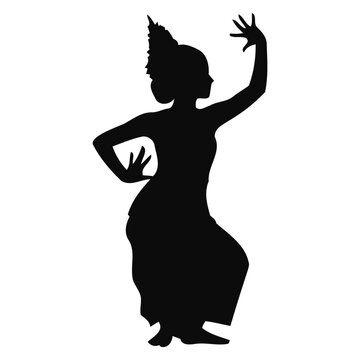 Silhouette of Traditional Southeast Asian Dancer in Elegant Pose