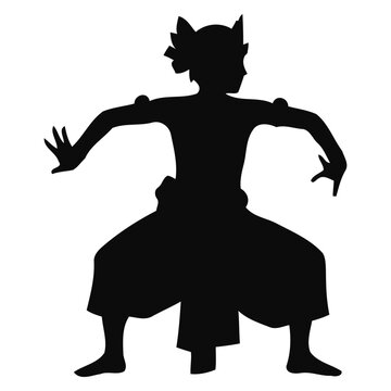 Traditional Balinese Dancer Silhouette in Classic Agem Pose