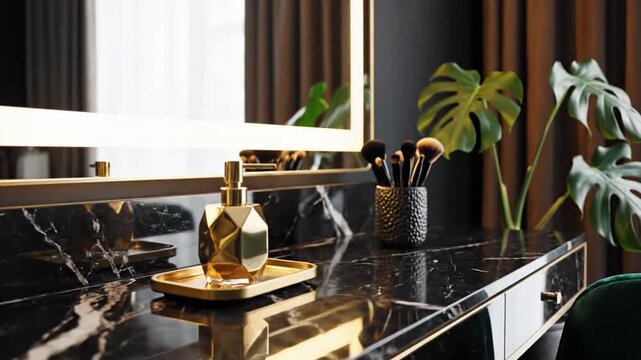 Modern Luxury Dressing Table with Mirror and Beauty Accessories