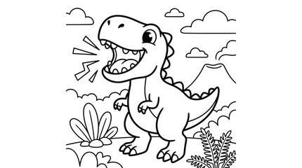 Tyrannosaurus Rex Dinosaur Illustration Drawing. © bhinar