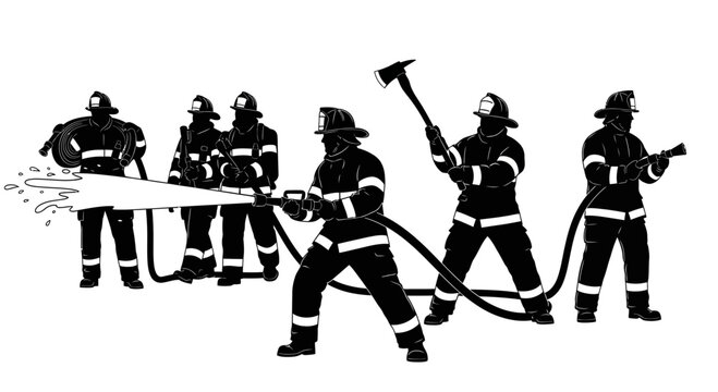 Firefighters, Brigade, Emergency, Rescue, Firefighting, Teamwork, Action, Safety