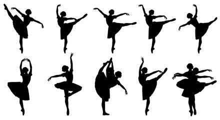 Silhouette Ballet Dancers Poses Collection © Alis