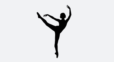 Silhouette of a ballerina in a graceful arabesque pose on a white background © Alis