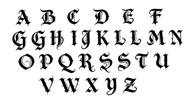 Black Calligraphy Alphabet Letters.