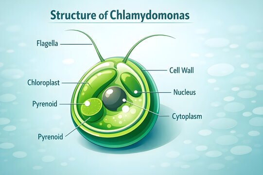 Chlamydomonas Single-Cell Algae Vector Infographic