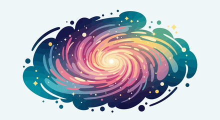 Colorful Swirling Galaxy with Stars and Cosmic Dust © Alis