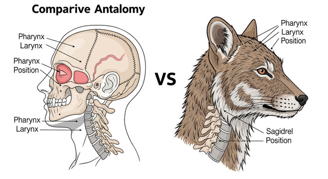 Comparative Anatomy: Human Skull vs. Canine Head
