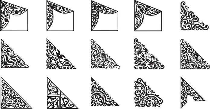 Set of black and white bandana designs and patterns