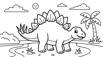 Stegosaurus dinosaur smiling and standing. © Suro