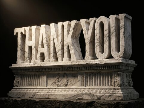 웅장한 대리석 조각상 Thank you 레터링