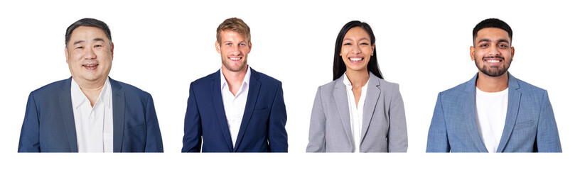 PNG Diverse professionals in business attire on transparent background