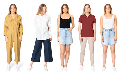 Obraz premium PNG Fashionable casual outfit collection on transparent background