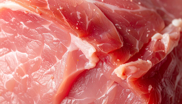 Close up of fresh raw pork meat with visible texture and detail