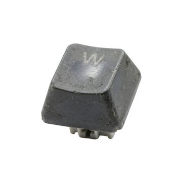 Black mechanical keyboard keycap with the letter w engraved on its textured surface