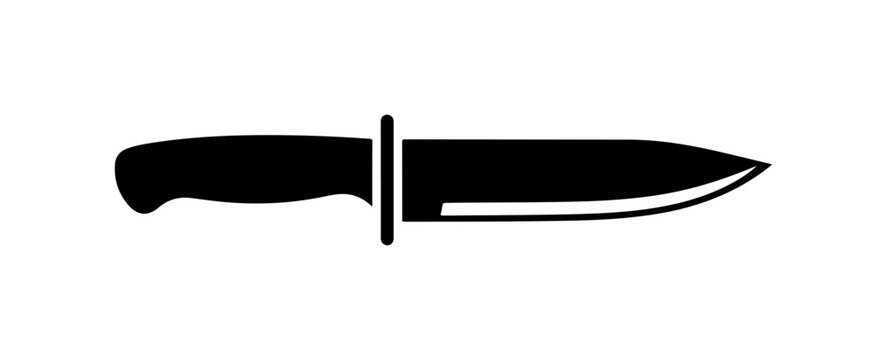 Minimalist Black Fixed Blade Utility Knife Vector Illustration