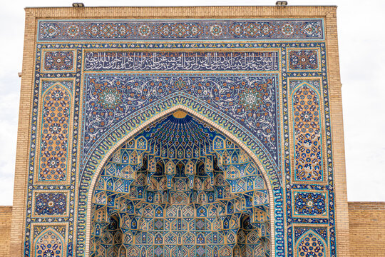 Close up on the details inside of Guri Amir or Gur Emir is a mausoleum of the Mongol conqueror Amir Temur, Samarkand, Uzbekistan