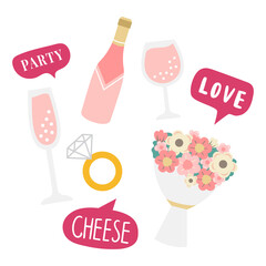 Fototapeta na wymiar Wedding party png, transparent background
