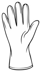 Obraz premium Single black and white illustration of a glove with all fingers visible presented on a simple vector drawing with basic shading