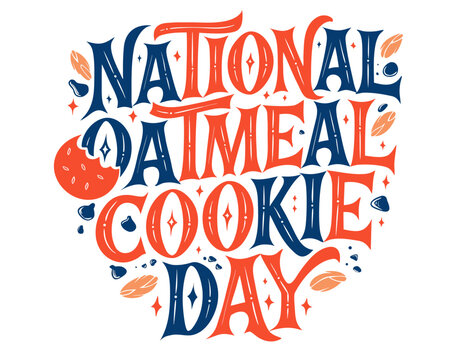 Delicious Oatmeal Cookies Vector Graphic, National Cookie Day Holiday Illustration