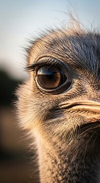 Close-up of an ostrich eye showing intricate details.