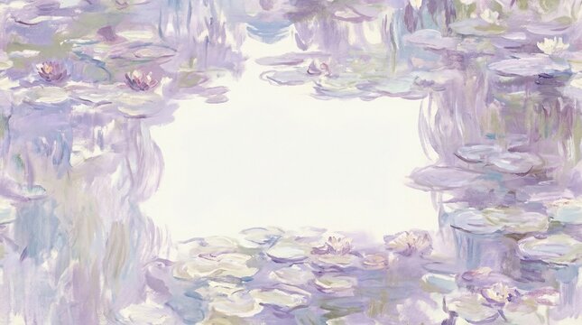 Impressionist Water Lily Pond Pattern Lavender and Lilac