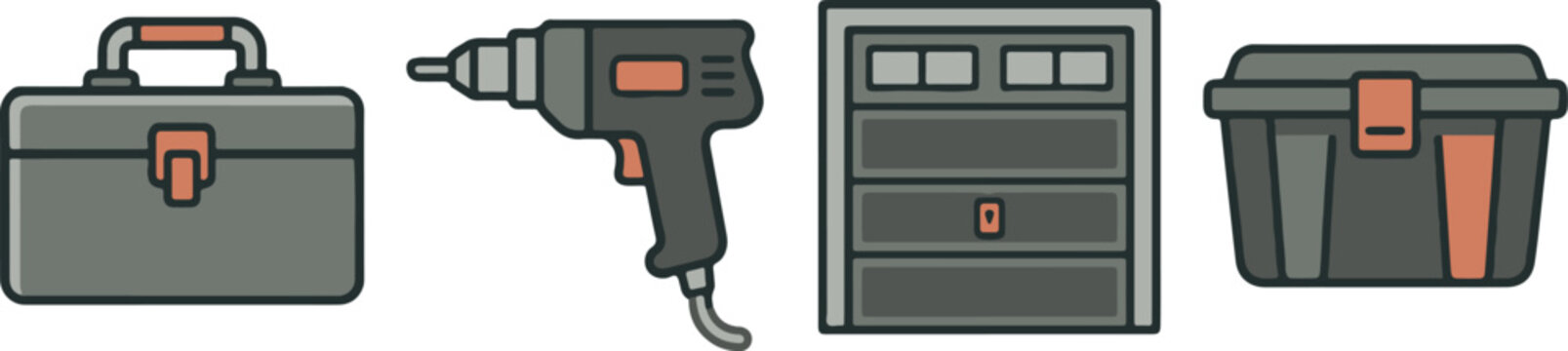 Hand Tools and Workshop Icon Set, Home Improvement and Repair Symbols
