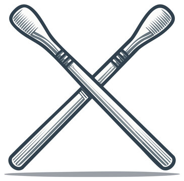 Crossed Cotton Swabs Vector Illustration Hygiene Healthcare Beauty Product Tool Icon