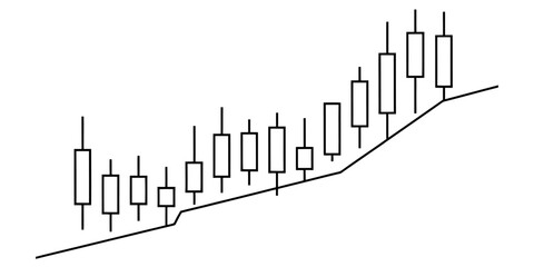 Obraz premium An illustration of a stock market candlestick chart showing a steady upward trend in price action. Vector, illustration