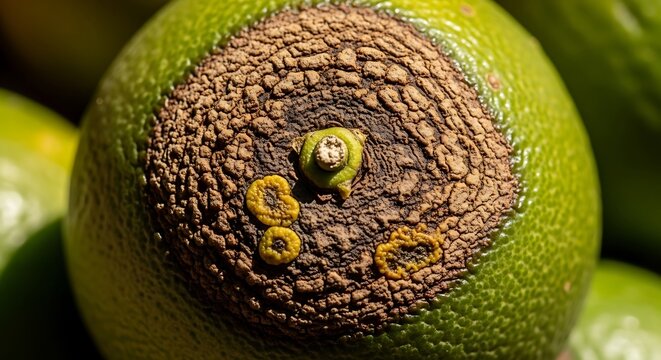 Close-up of Citrus Fruit Affected by Anthracnose Disease.
