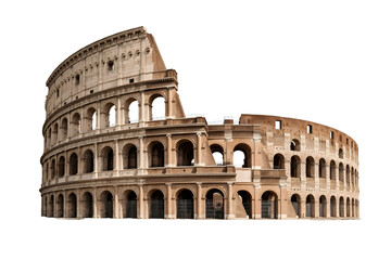 Fototapeta premium Colosseum in Rome isolated on white background, famous ancient landmark Italy